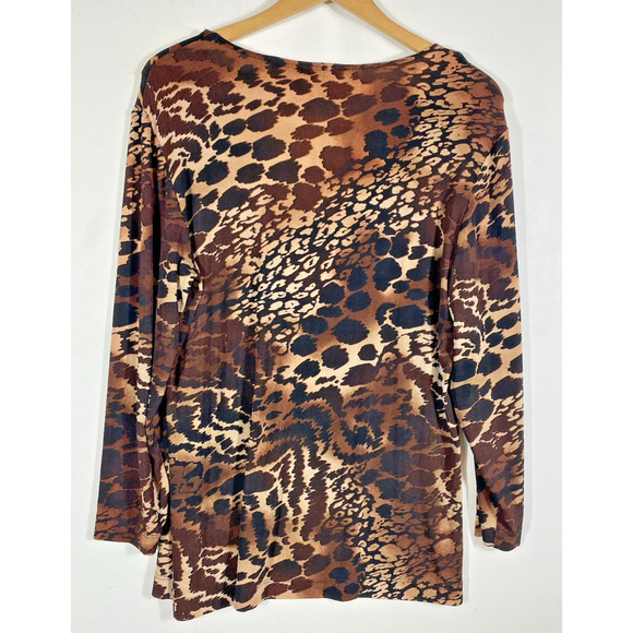 Chicos Travelers Size 1 / Medium Top Animal Print Y2K Cinched Knit Mob Wife - Picture 10 of 12